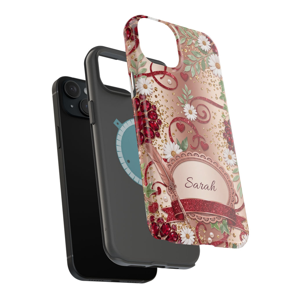 Personalized Vintage Floral Teacher Phone Case — Wireless Charging Cover