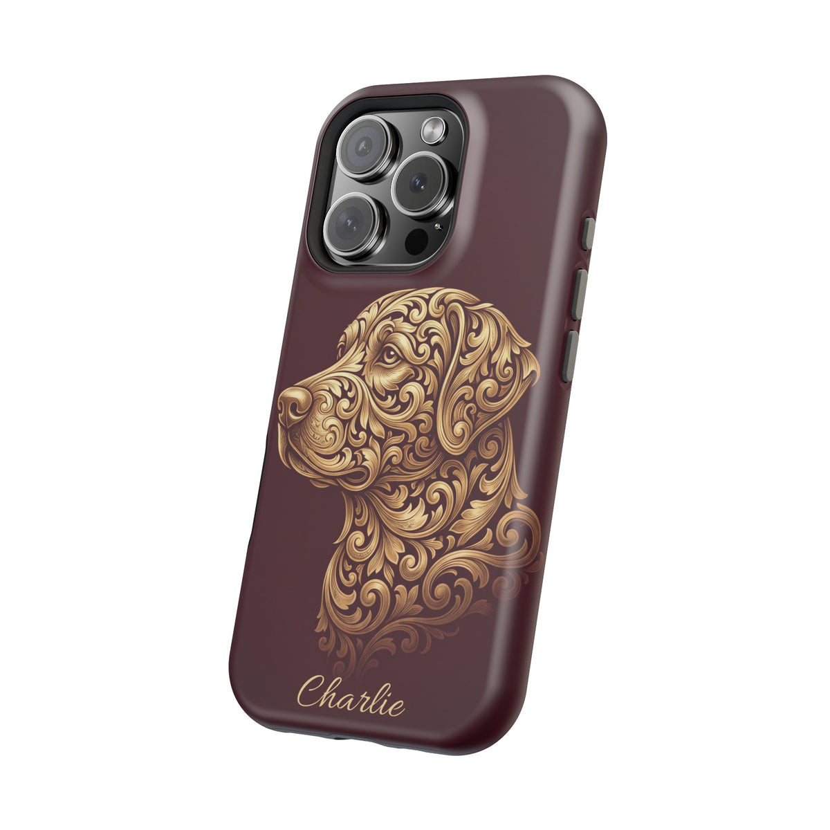 Personalized Gold Filigree Labrador Phone Case — Tough Magnetic Case with Wireless Charging
