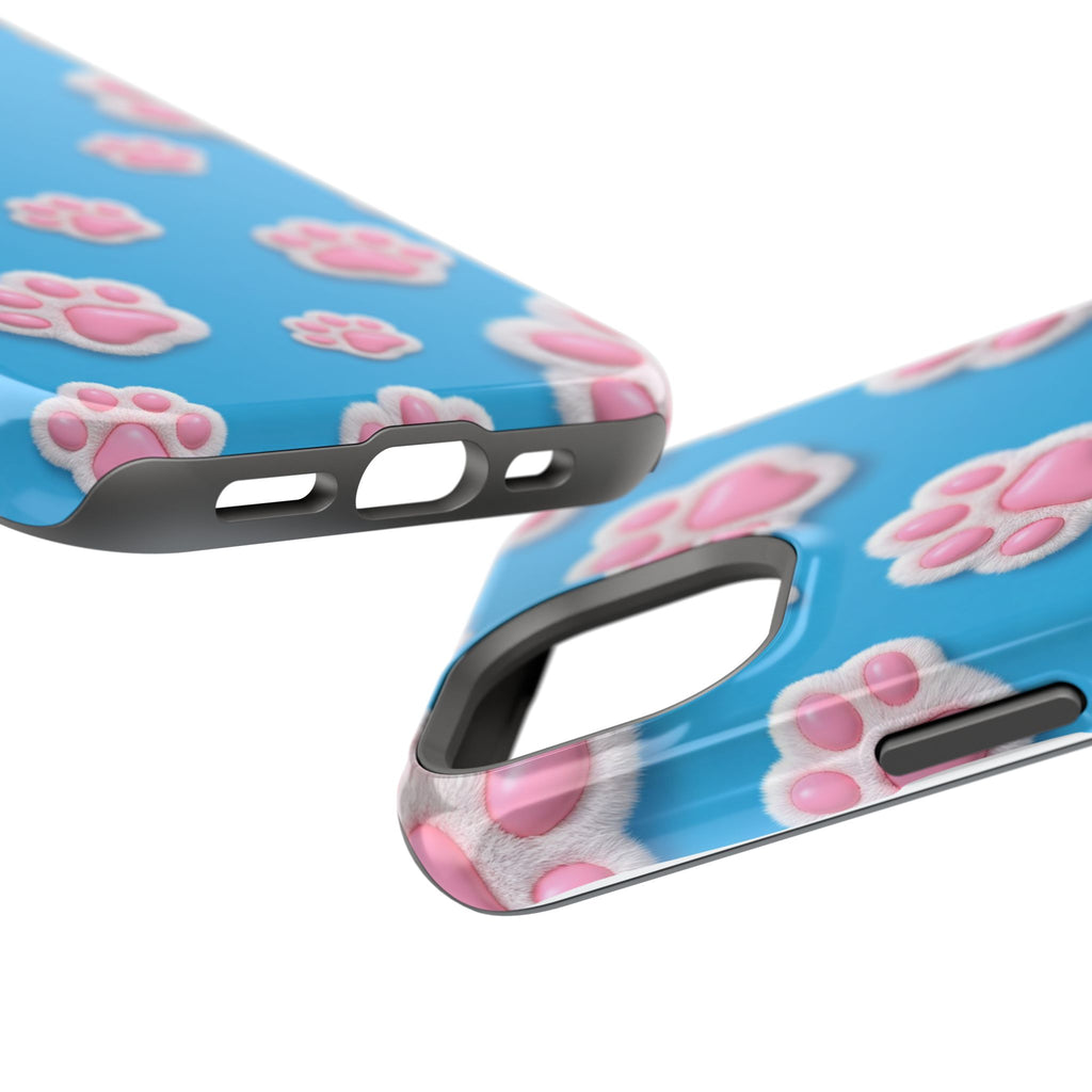 Fluffy Paw Print Phone Case | Cute 3D Pink Paw Pattern Case for Dog & Cat Lovers | iPhone & Samsung