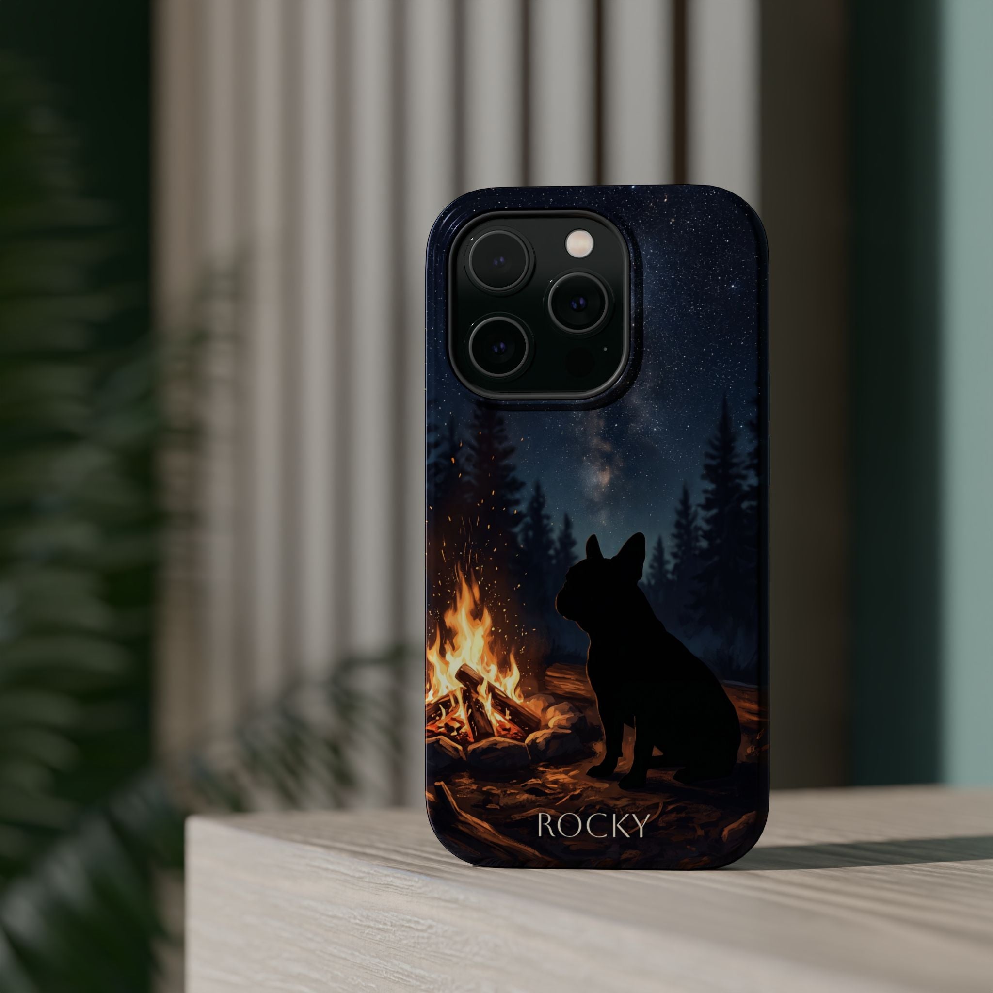 Personalized French Bulldog Campfire Phone Case — Wireless Charging Cover