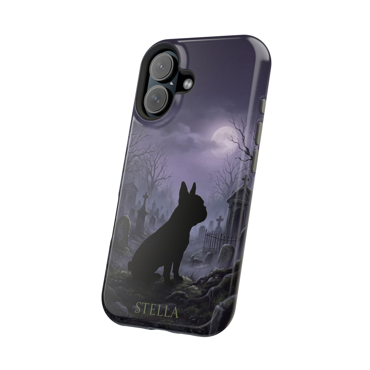 Personalized French Bulldog Moonlit Graveyard Phone Case — Wireless Charging Cover
