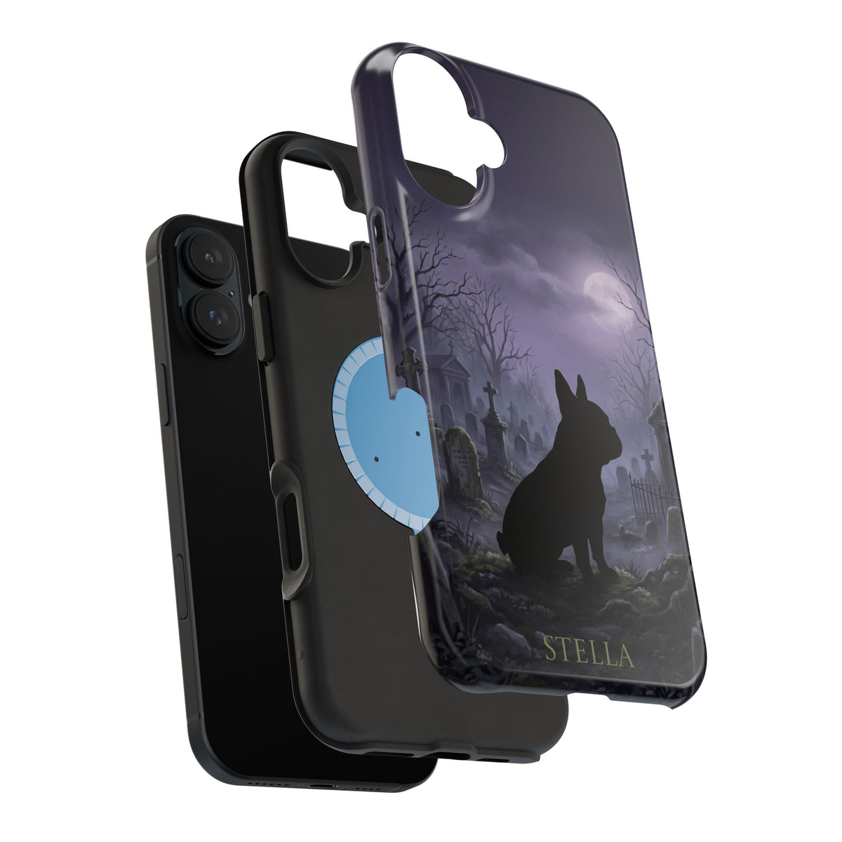 Personalized French Bulldog Moonlit Graveyard Phone Case — Wireless Charging Cover