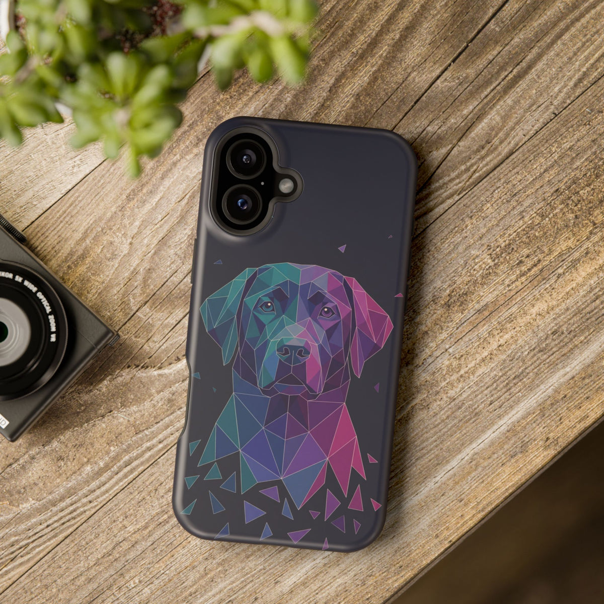Geometric Labrador Phone Case — Tough Magnetic Case with Wireless Charging