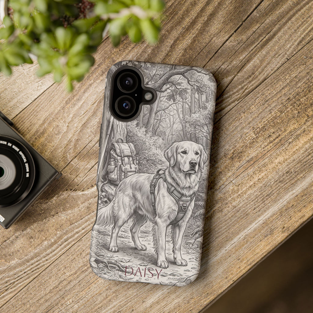 Personalized Golden Retriever Woodland Trail Phone Case — Wireless Charging Cover