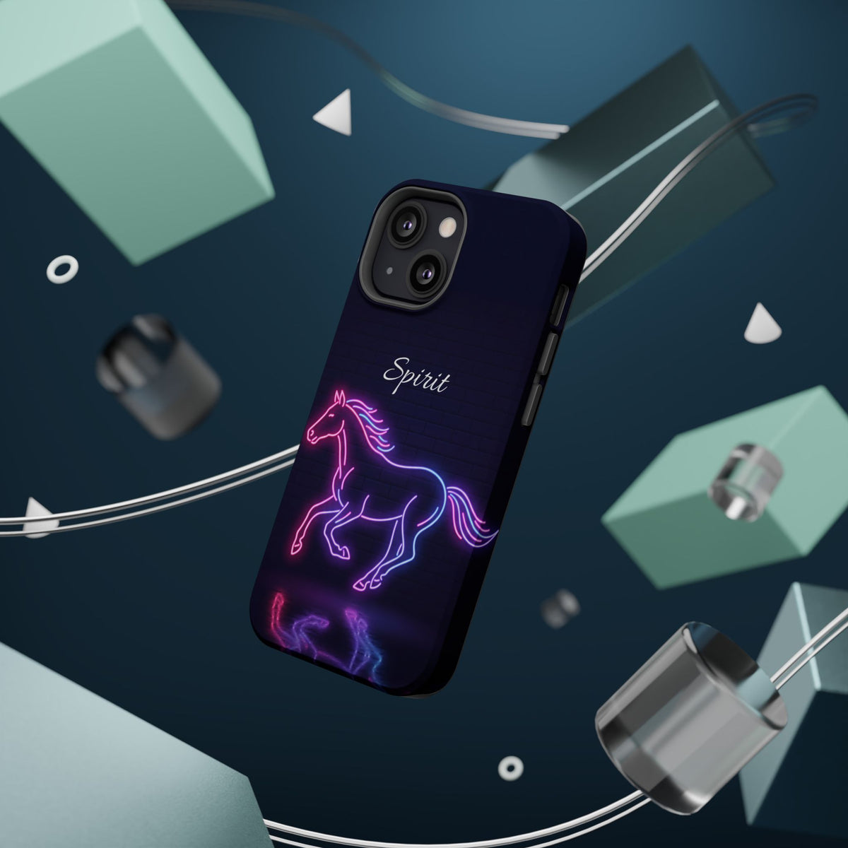 Personalized Neon Glow Horse Phone Case — Tough Magnetic Case with Wireless Charging