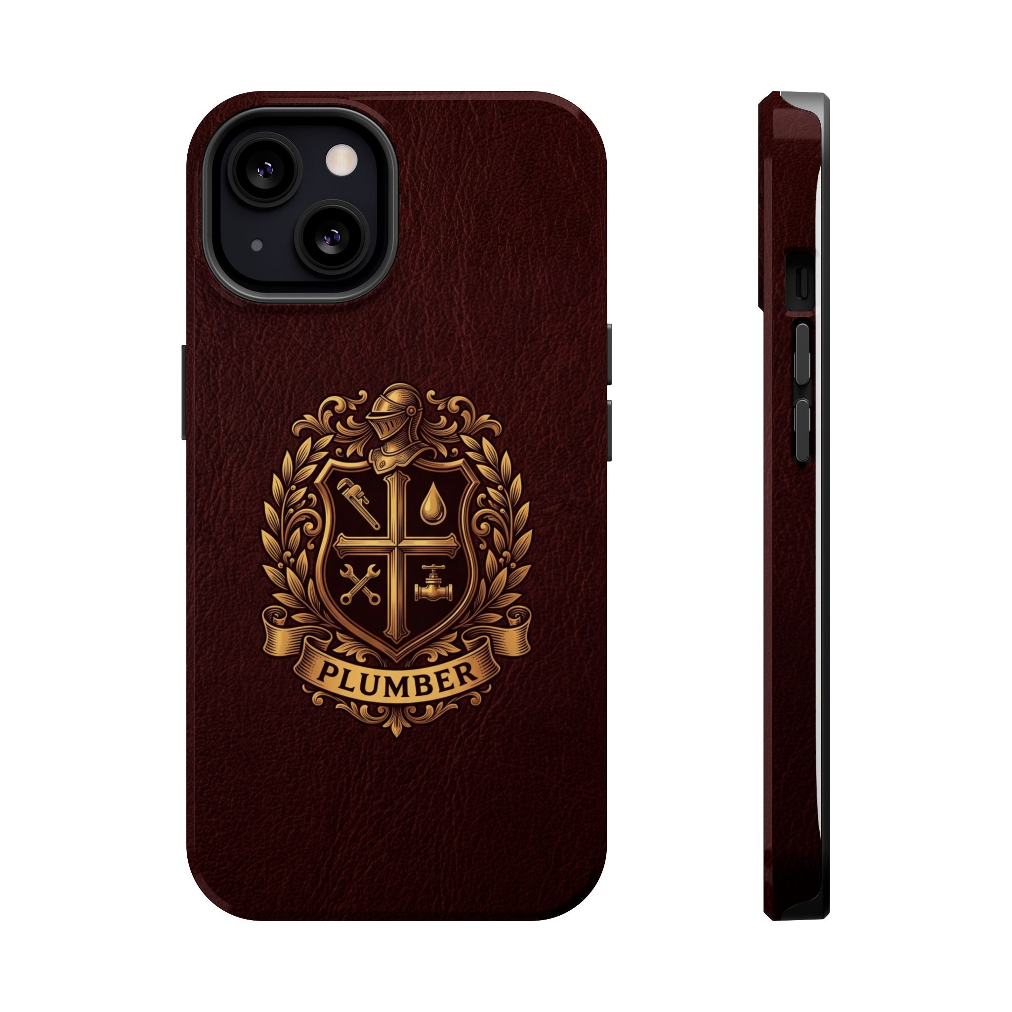 Plumber Crest Phone Case — Heraldic Shield Design Wireless Charging Cover