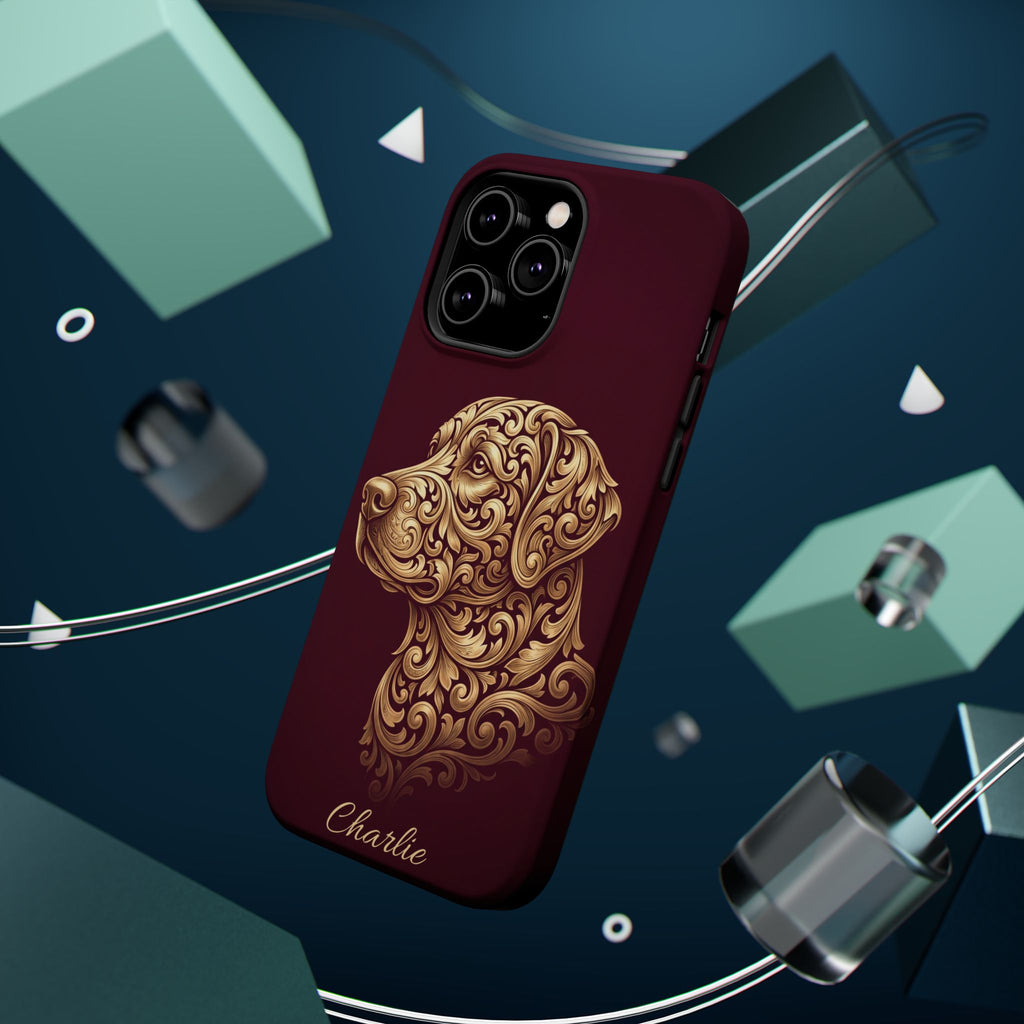 Personalized Gold Filigree Labrador Phone Case — Tough Magnetic Case with Wireless Charging