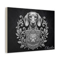 Dachshund Personalized Canvas | Silver Heraldic Crest Wall Art