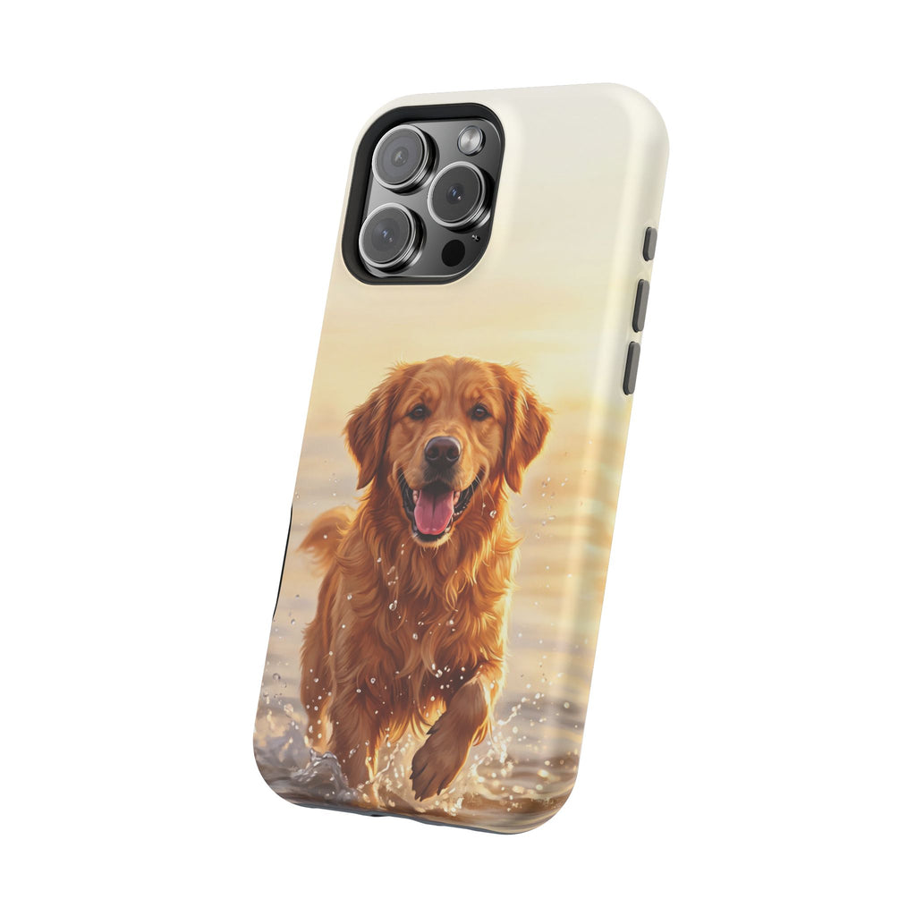 Beach Golden Retriever Phone Case — Impact-Resistant Wireless Charging Cover