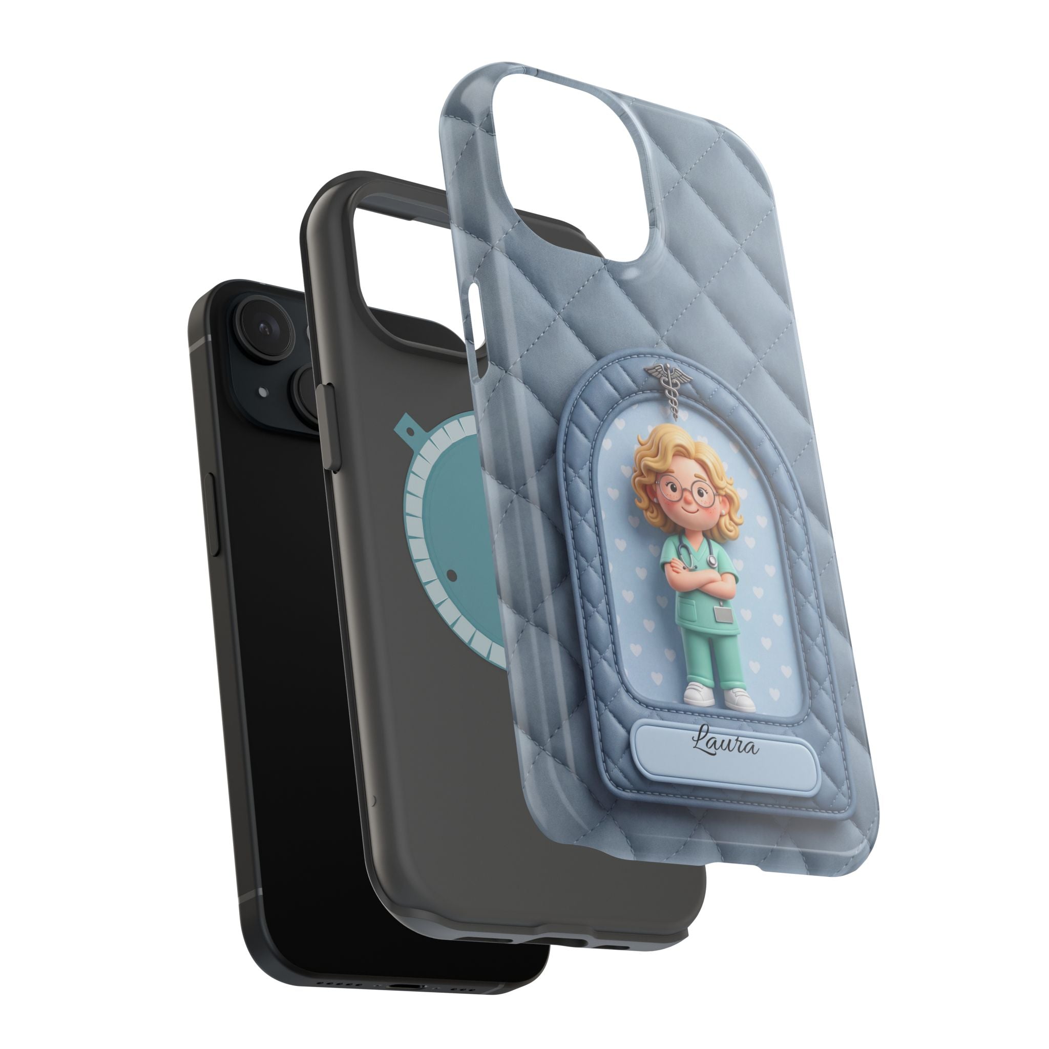 Personalized Quilted Nurse Phone Case — Wireless Charging Cover