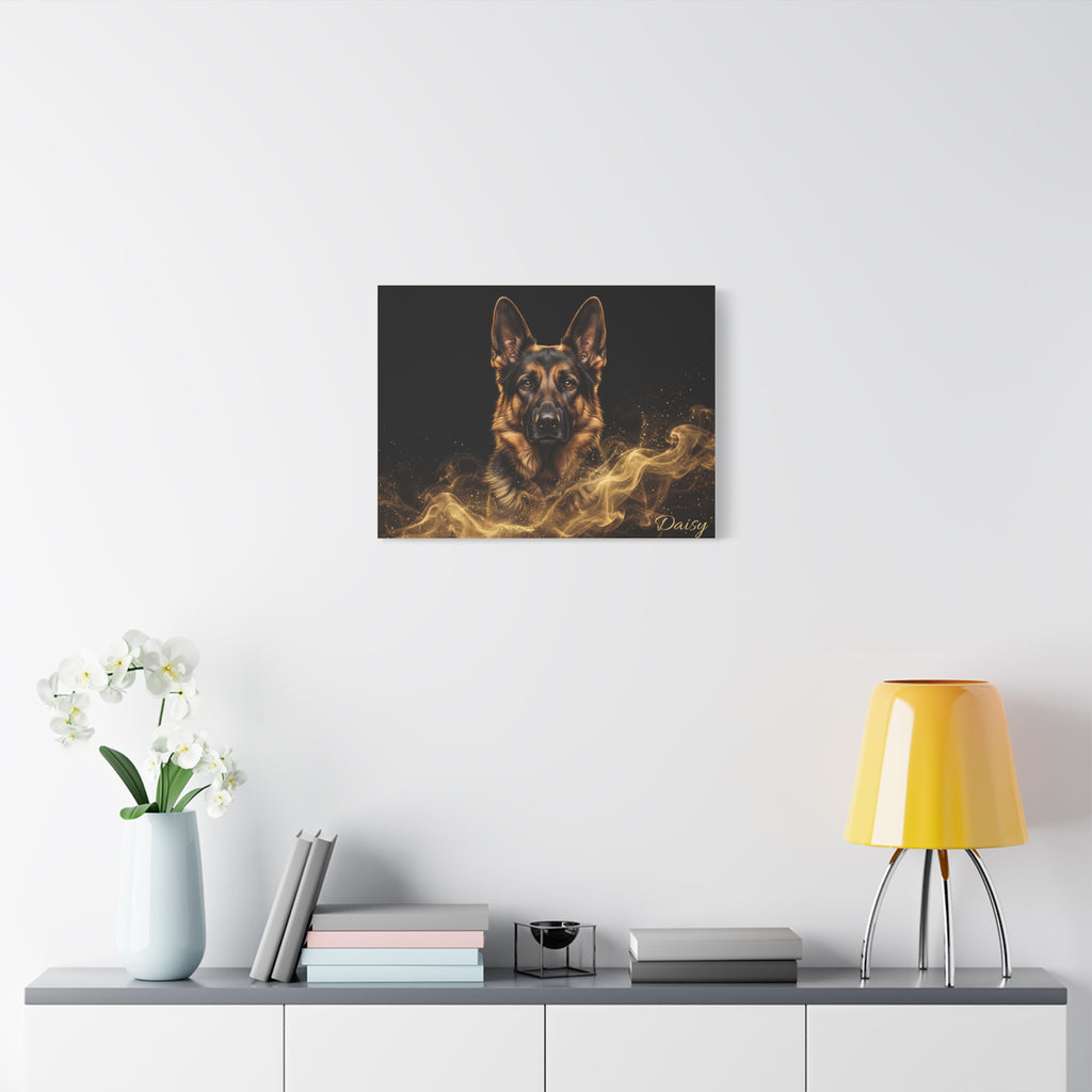 German Shepherd Personalized Canvas | Golden Smoke Wall Art