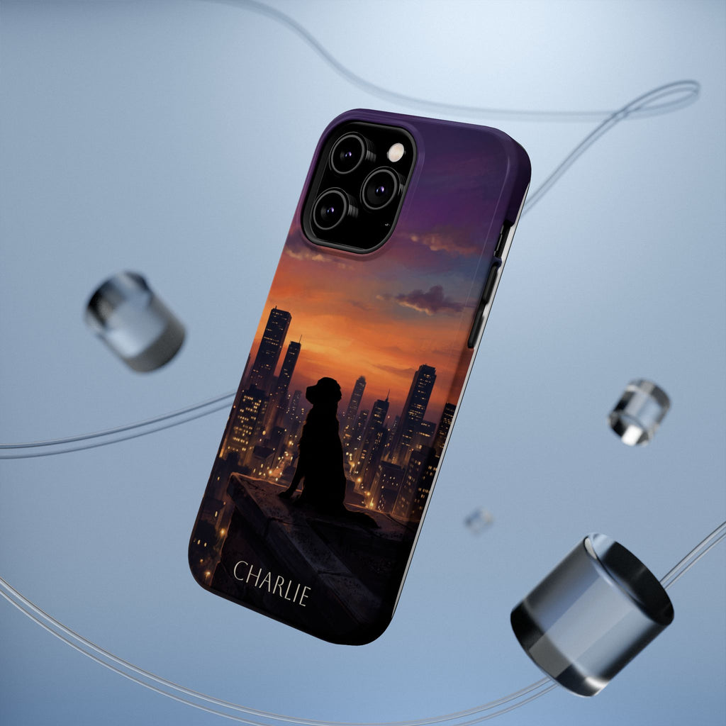 Personalized Golden Retriever City Skyline Phone Case — Wireless Charging Cover