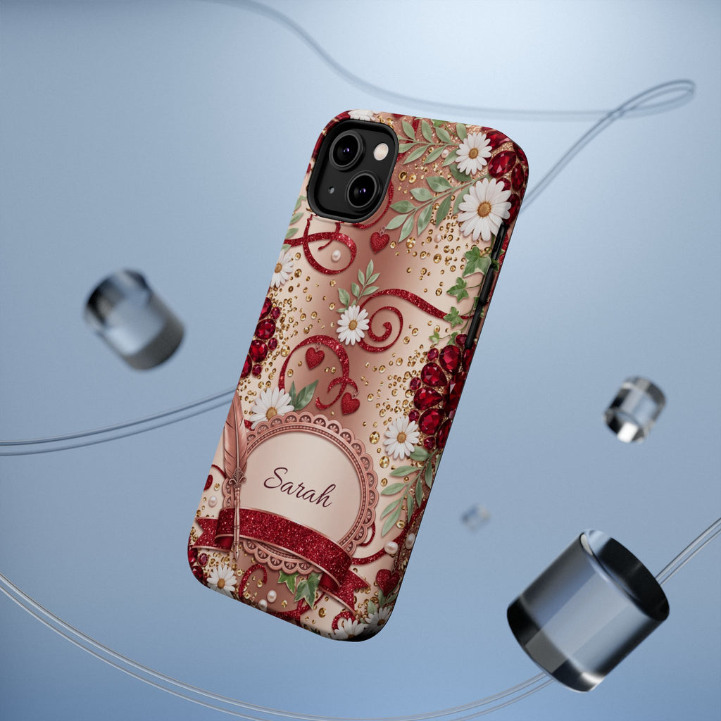 Personalized Vintage Floral Teacher Phone Case — Wireless Charging Cover