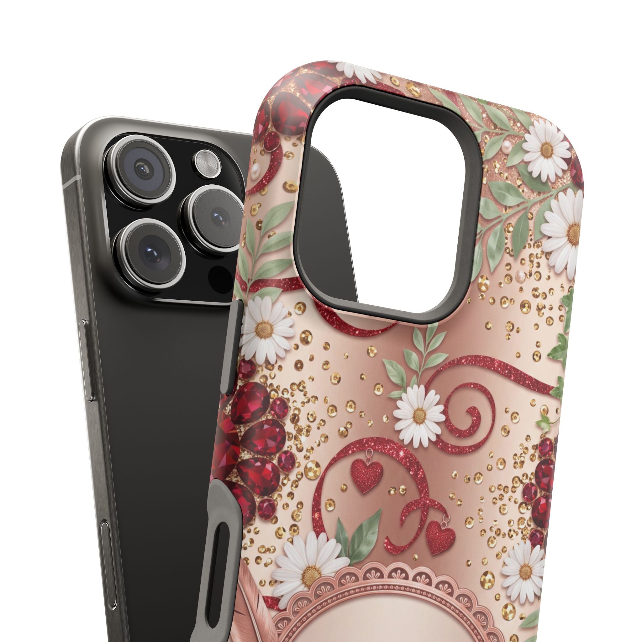Personalized Vintage Floral Teacher Phone Case — Wireless Charging Cover
