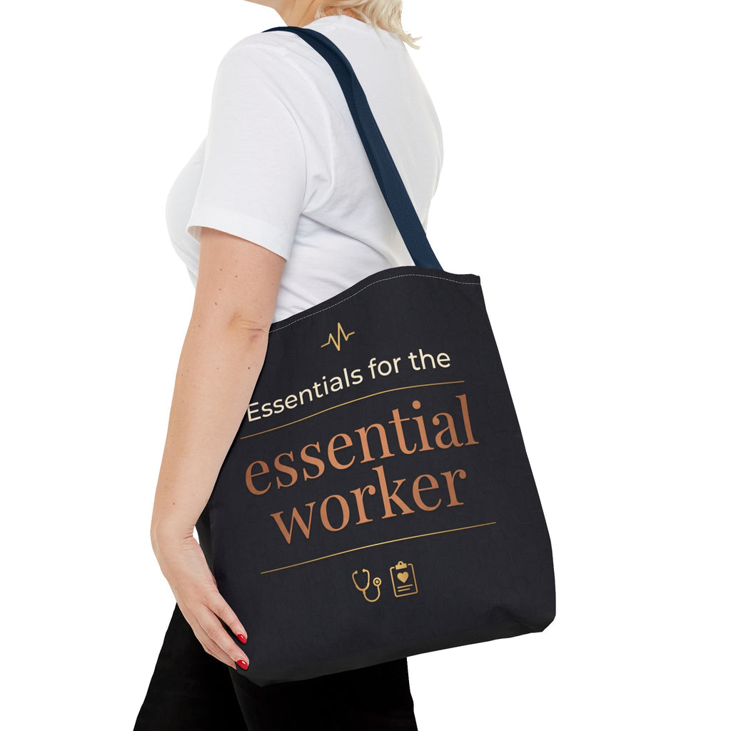 Essentials for the Essential Worker Tote | Healthcare Worker Gift Tote Bag | Nurse Doctor Appreciation Gift | Premium Polyester Carry-All