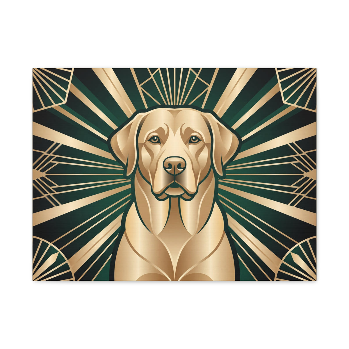 Labrador Canvas | Art Deco Emerald & Gold Wall Art