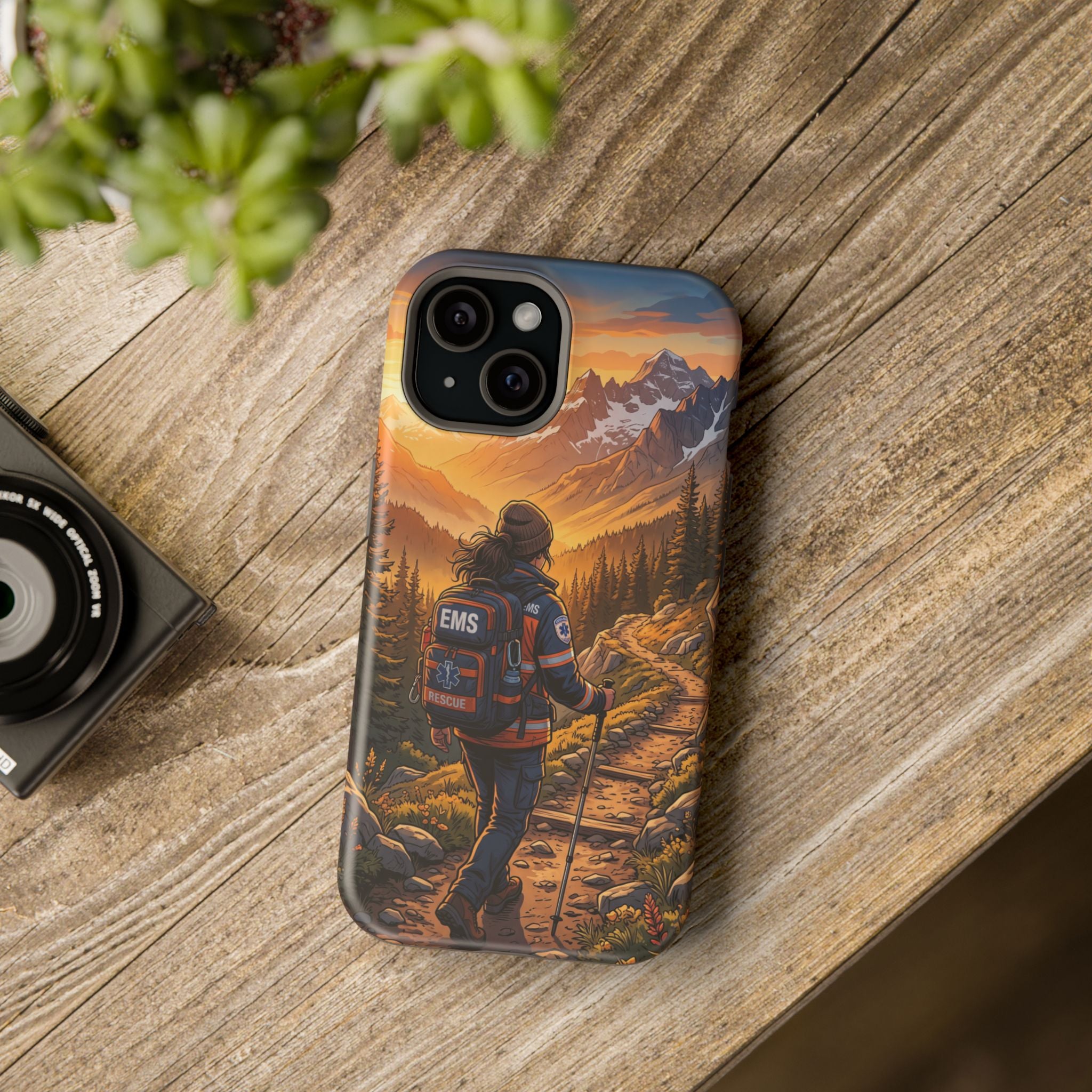 Paramedic/EMT Mountain Phone Case — Magnetic Wireless Charging Cover