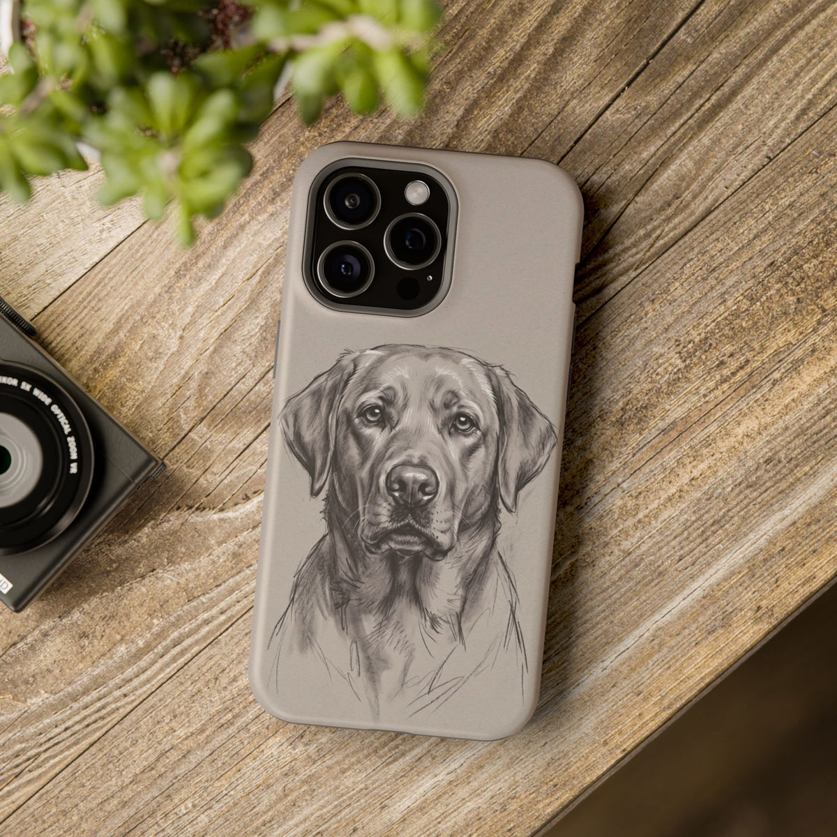 Charcoal Sketch Labrador Phone Case — Tough Magnetic Case with Wireless Charging