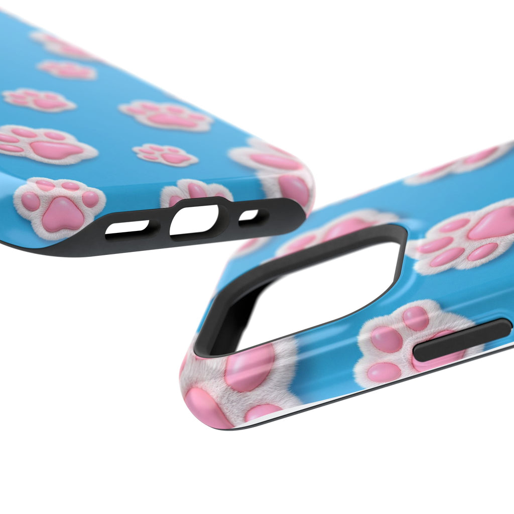 Fluffy Paw Print Phone Case | Cute 3D Pink Paw Pattern Case for Dog & Cat Lovers | iPhone & Samsung