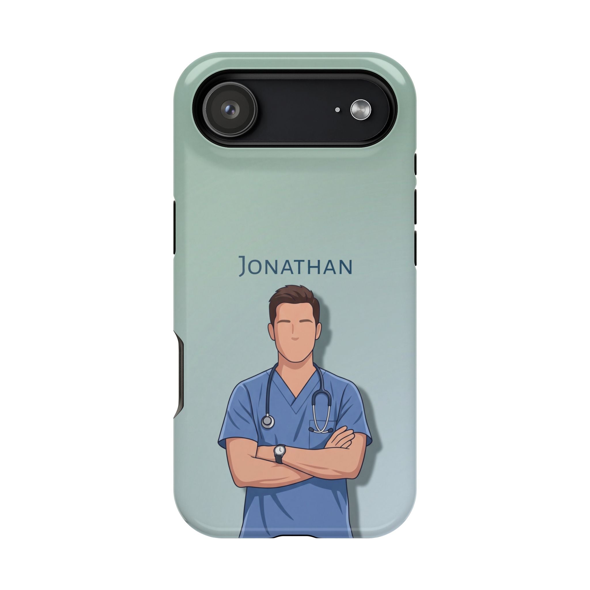 Personalized Nurse Portrait Phone Case — Impact-Resistant Wireless Charging Cover