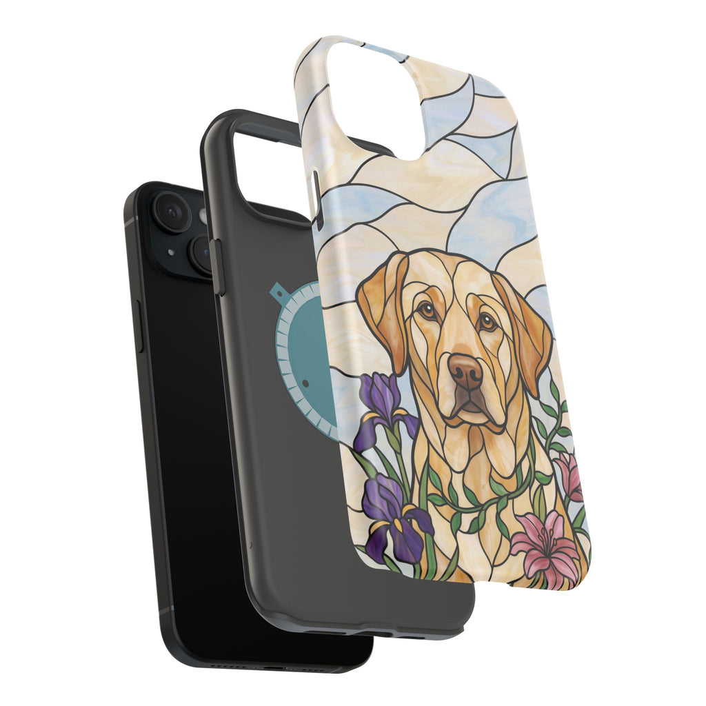 Floral Stained Glass Labrador Phone Case — Tough Magnetic Case with Wireless Charging