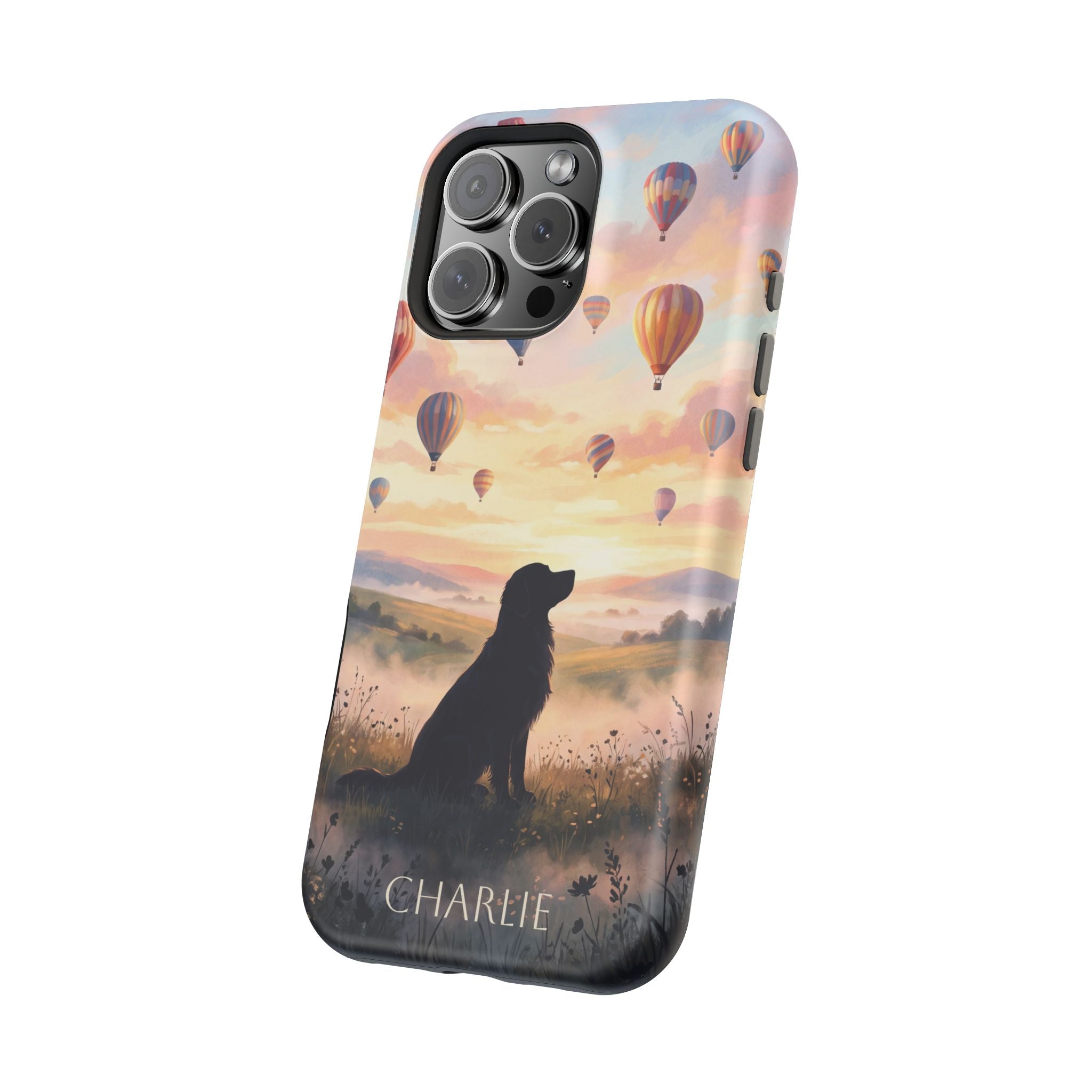 Personalized Golden Retriever Hot Air Balloon Phone Case — Wireless Charging Cover