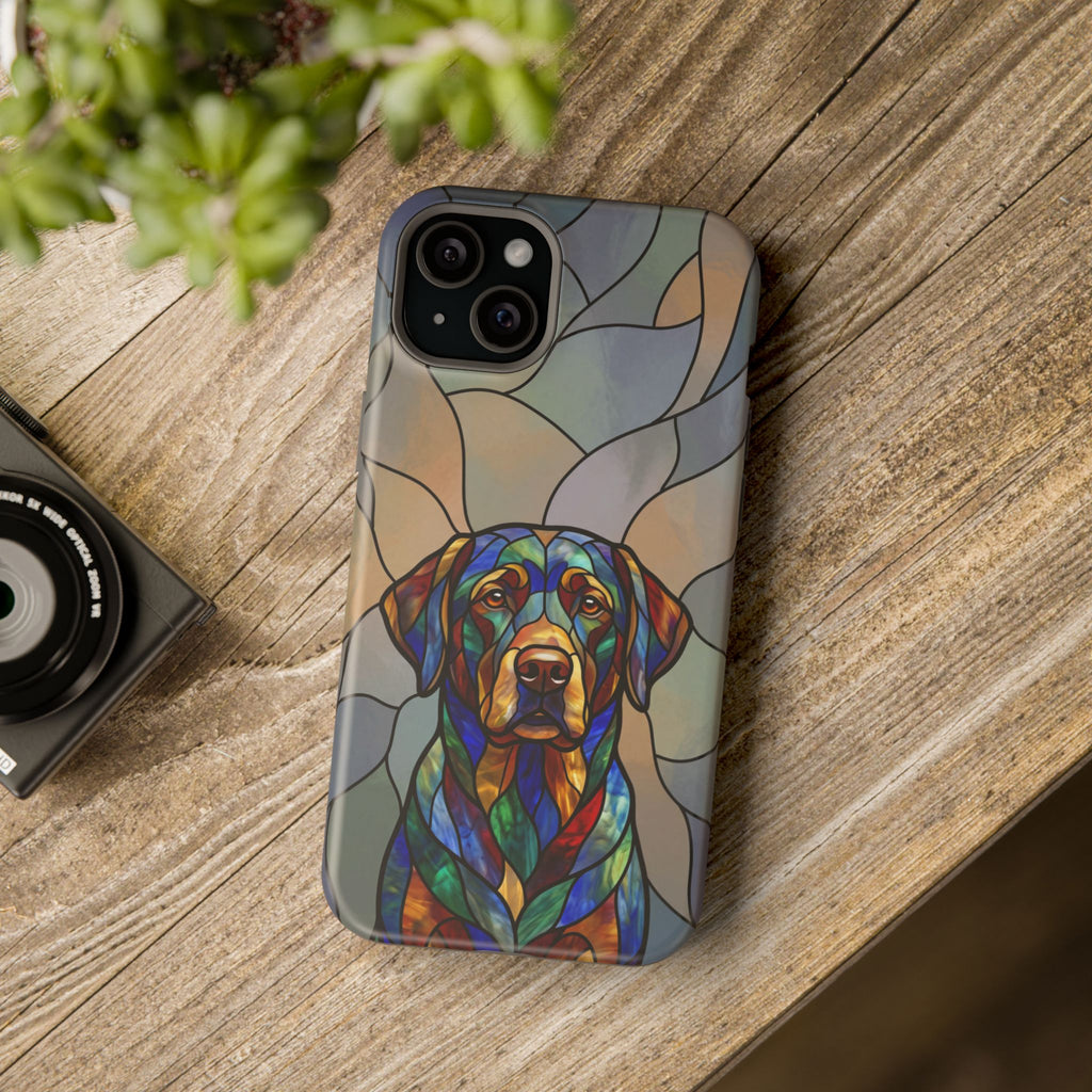 Stained Glass Labrador Phone Case — Tough Magnetic Case with Wireless Charging