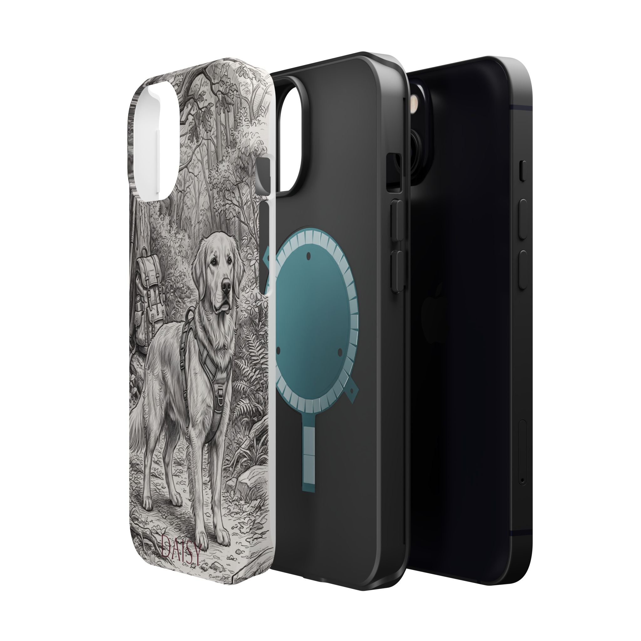 Personalized Golden Retriever Woodland Trail Phone Case — Wireless Charging Cover
