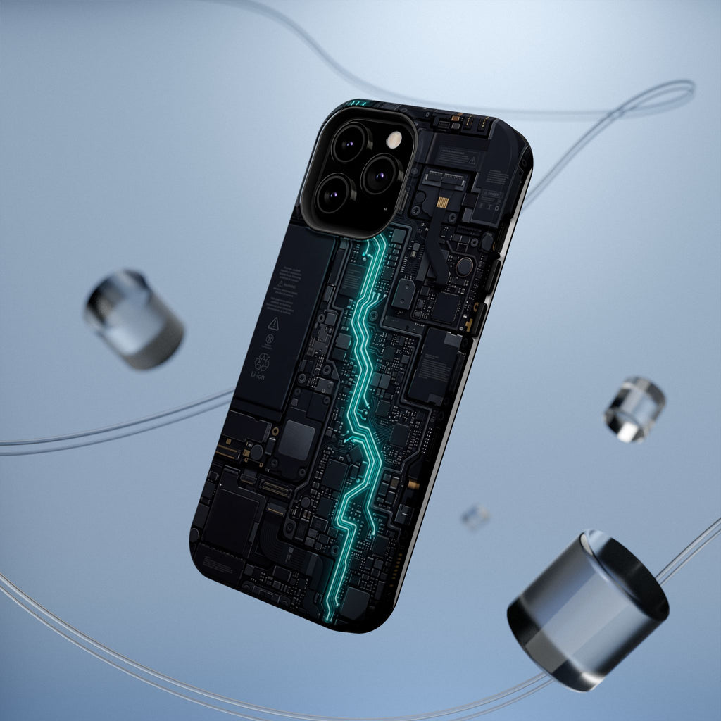 Cyan Bolt Electrician Phone Case — Electric Circuit Wireless Charging Cover