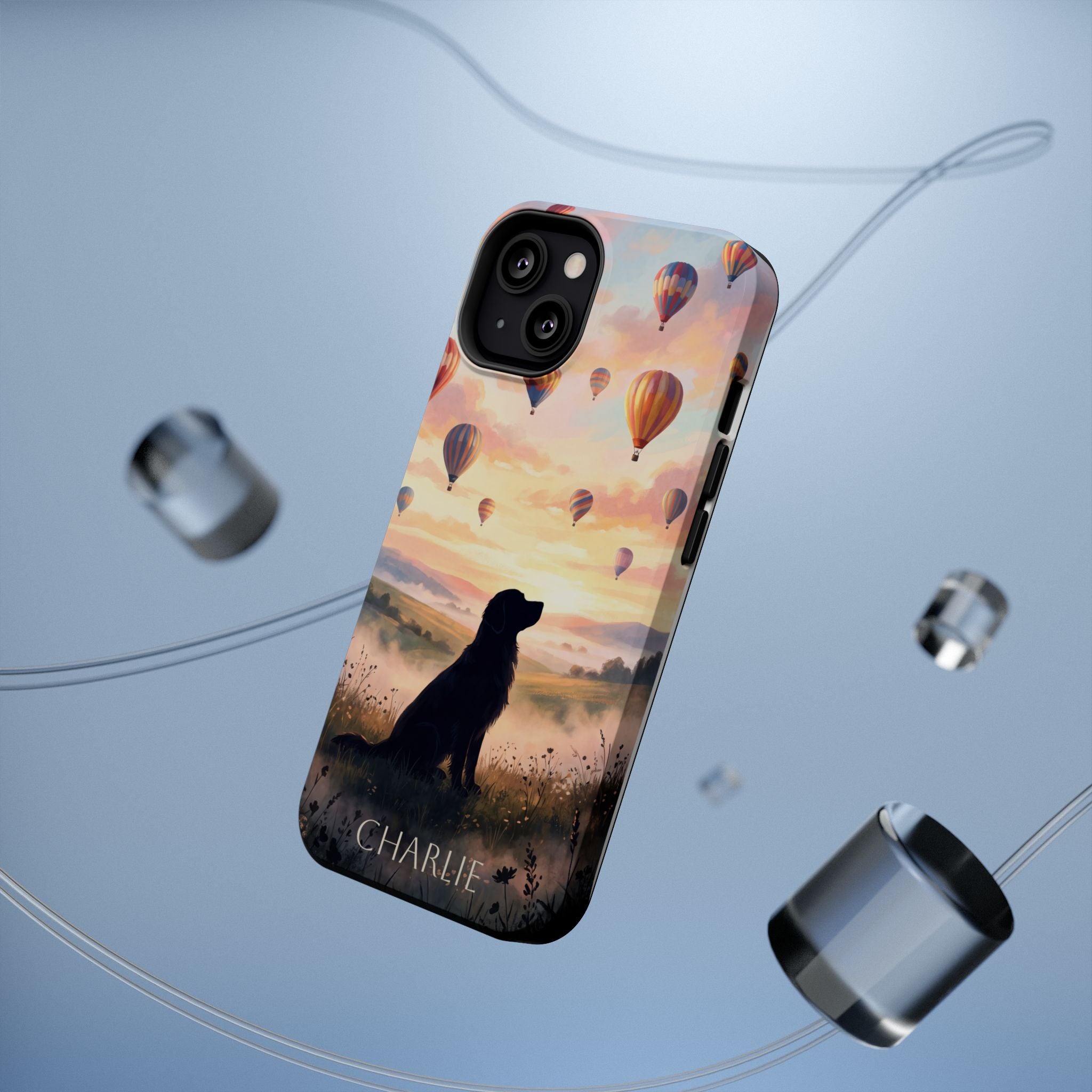 Personalized Golden Retriever Hot Air Balloon Phone Case — Wireless Charging Cover