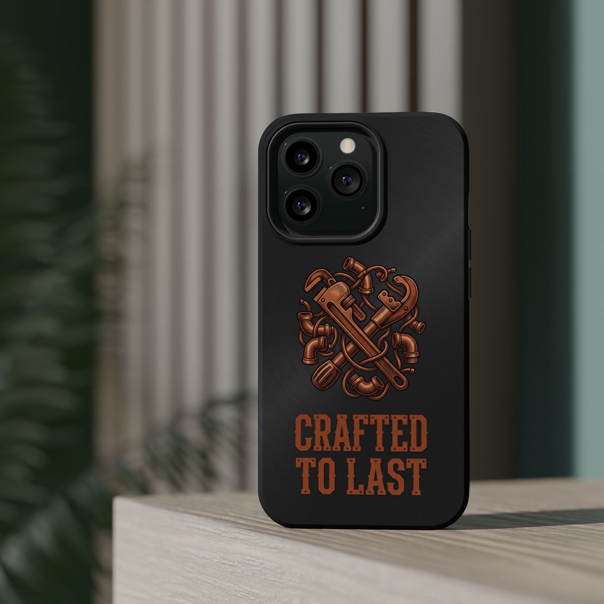 Crafted to Last Phone Case — Crossed Wrenches Wireless Charging Cover