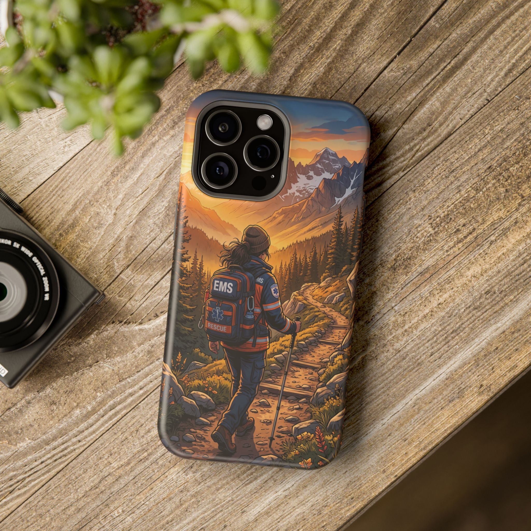 Paramedic/EMT Mountain Phone Case — Magnetic Wireless Charging Cover