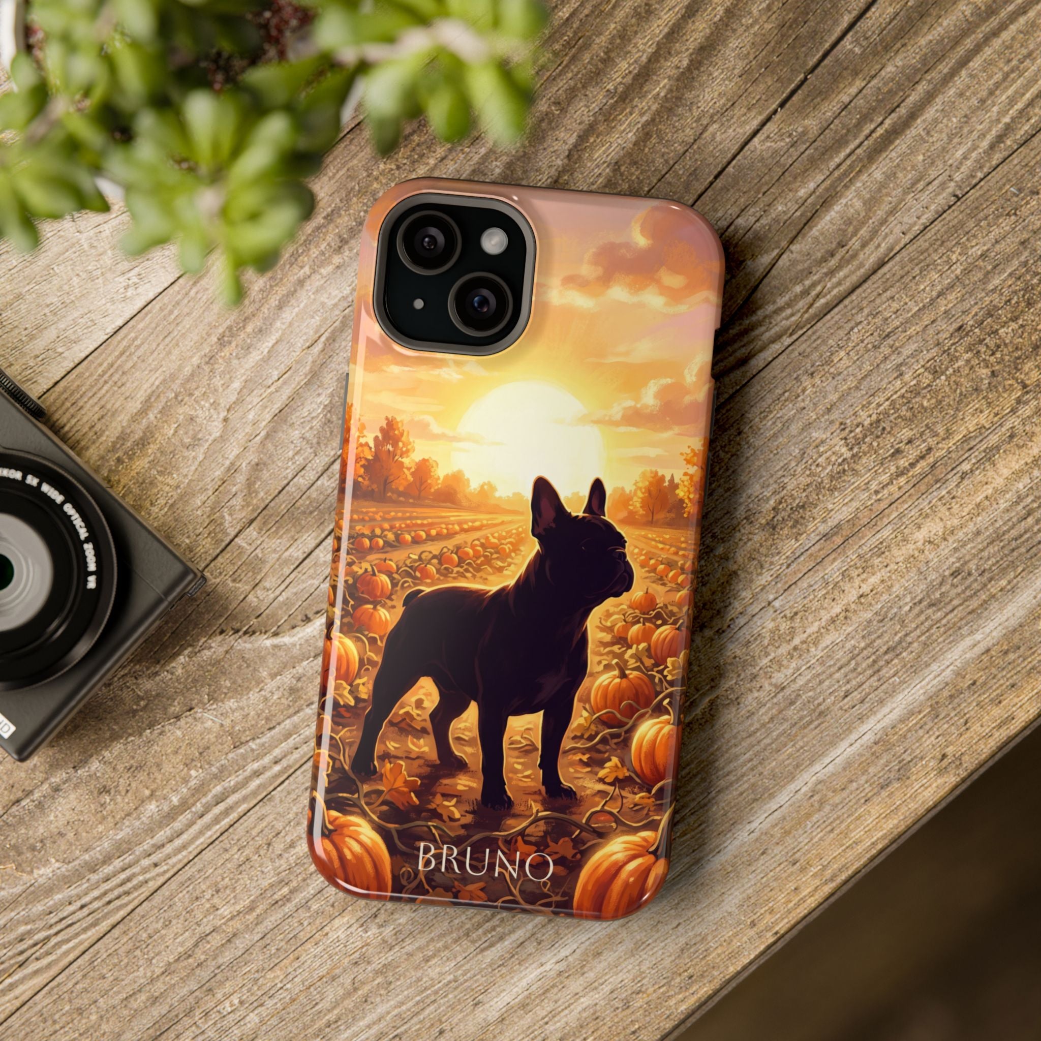 Personalized French Bulldog Pumpkin Patch Phone Case — Wireless Charging Cover