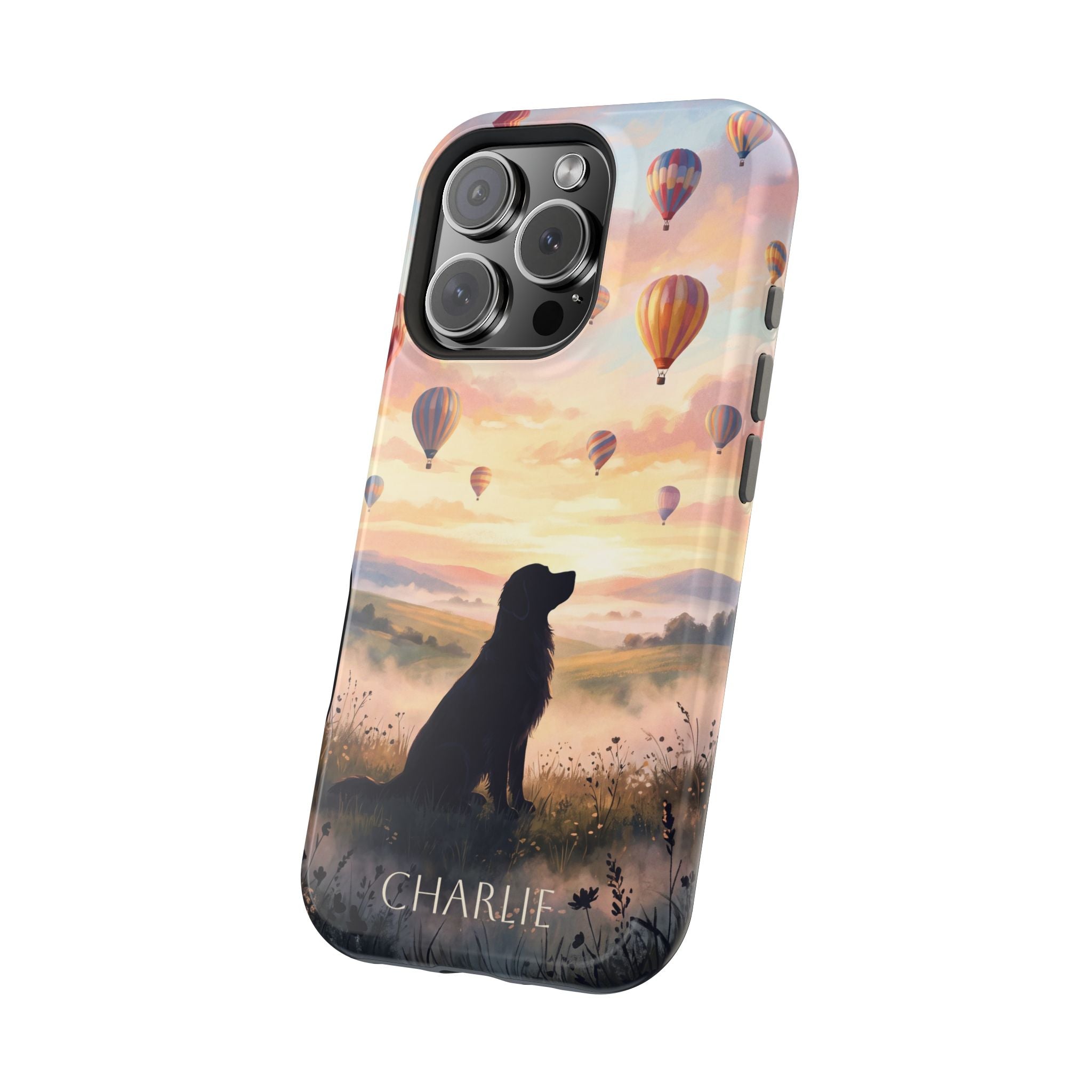 Personalized Golden Retriever Hot Air Balloon Phone Case — Wireless Charging Cover