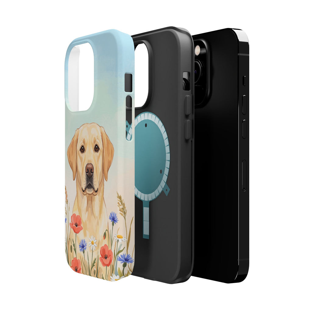 Labrador Wildflower Painting Phone Case — Tough Magnetic Case with Wireless Charging