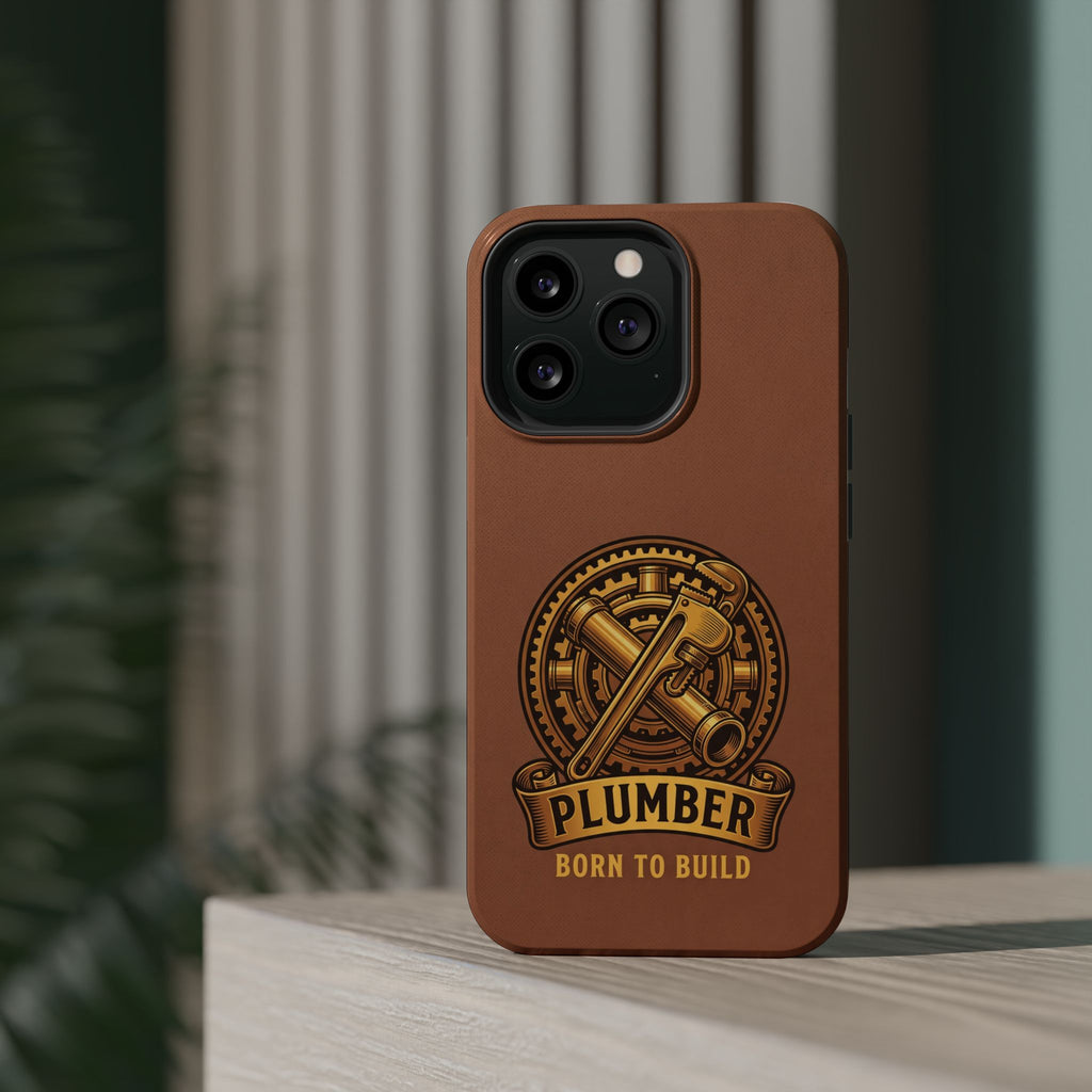 Plumber Born to Build Phone Case — Badge Wireless Charging Cover