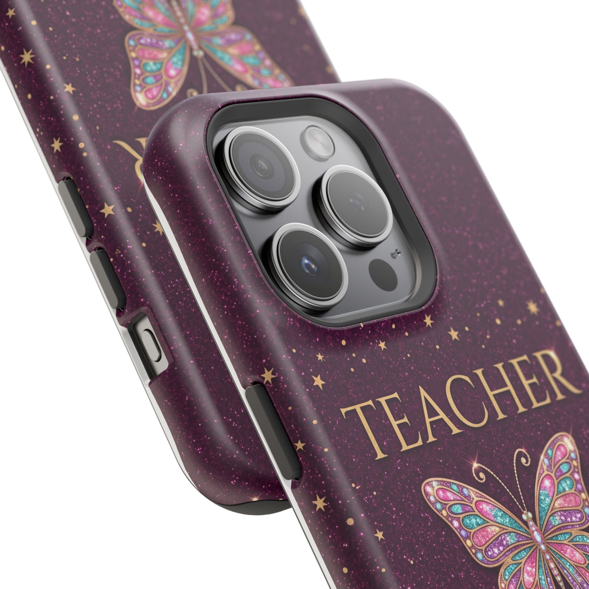Teacher Life Glitter Butterfly Phone Case — Wireless Charging Cover