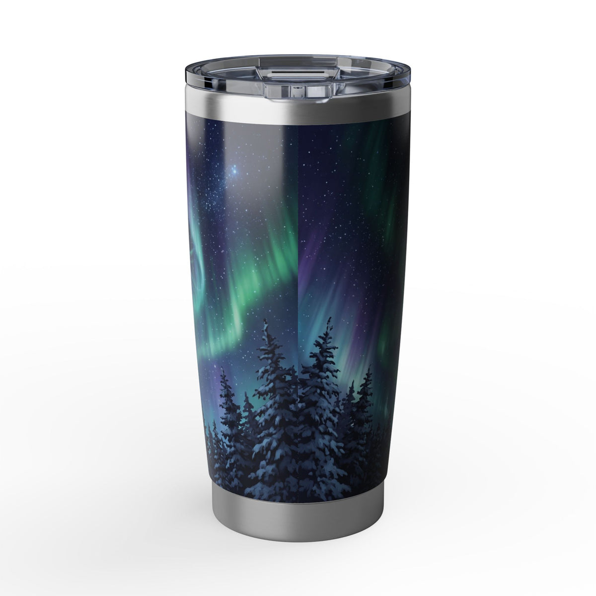 Horse Personalized Tumbler | Aurora Borealis Art — 20 oz Stainless Travel Mug