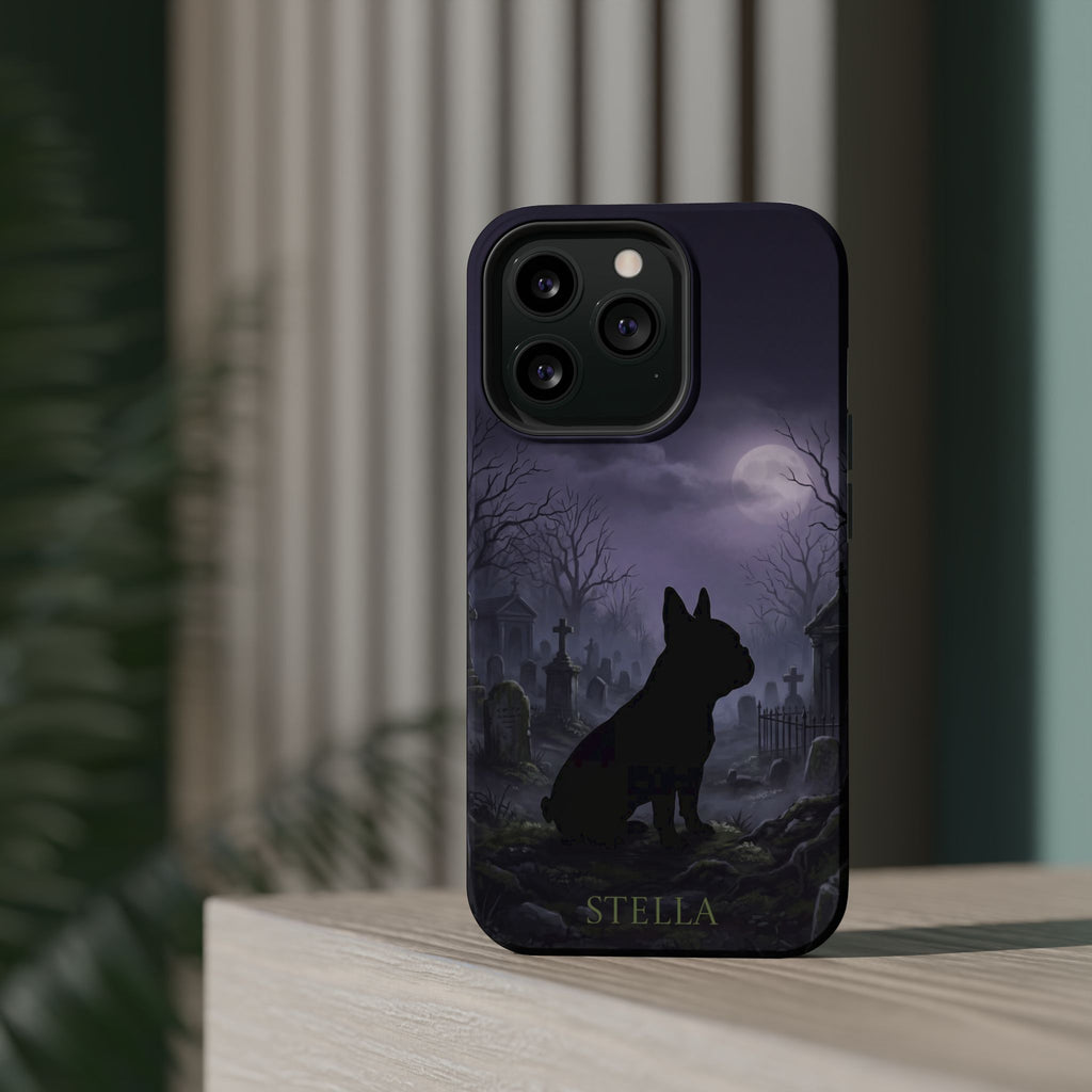 Personalized French Bulldog Moonlit Graveyard Phone Case — Wireless Charging Cover