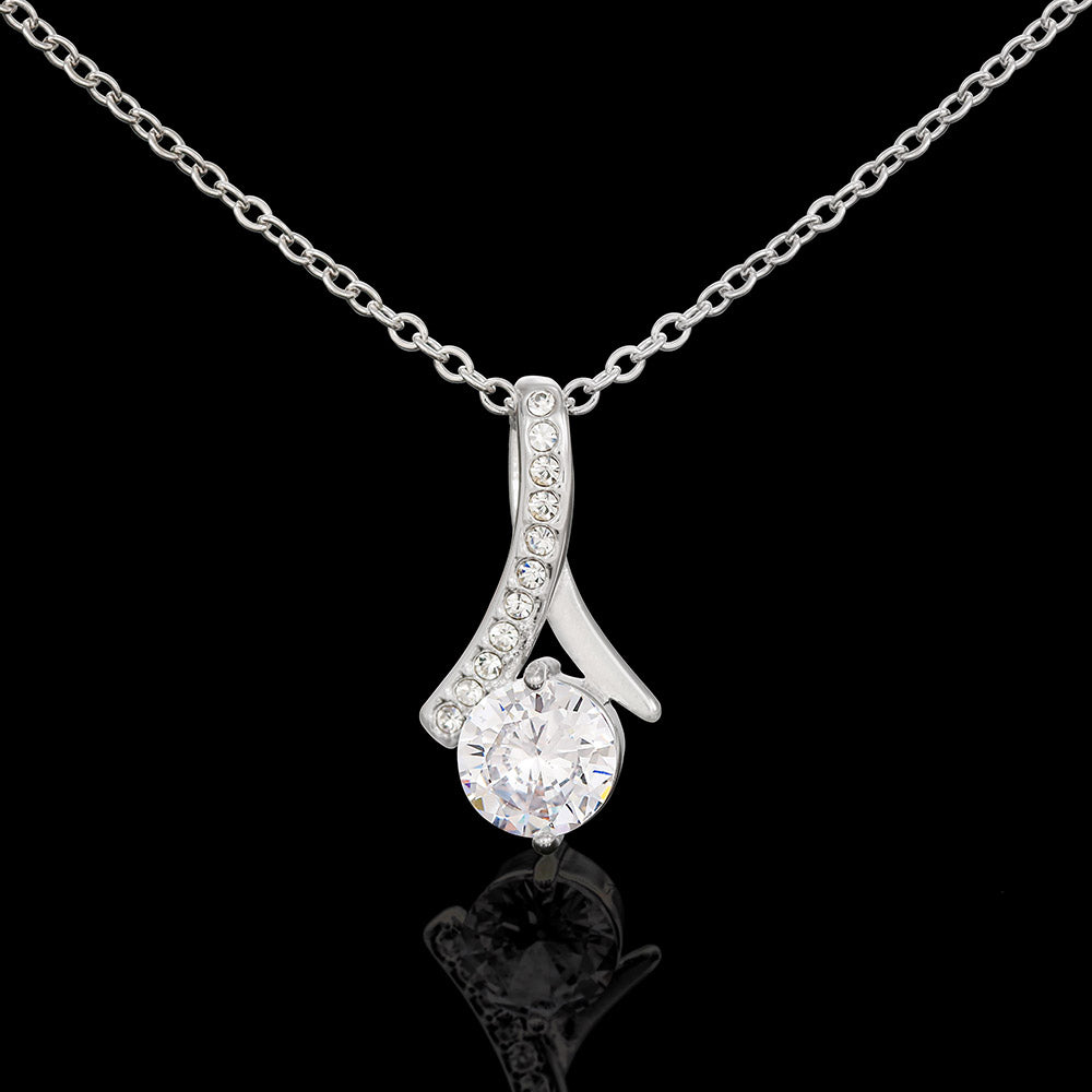 Alluring Beauty Soulmate Necklace - Cubic Zirconia Ribbon Pendant Gift