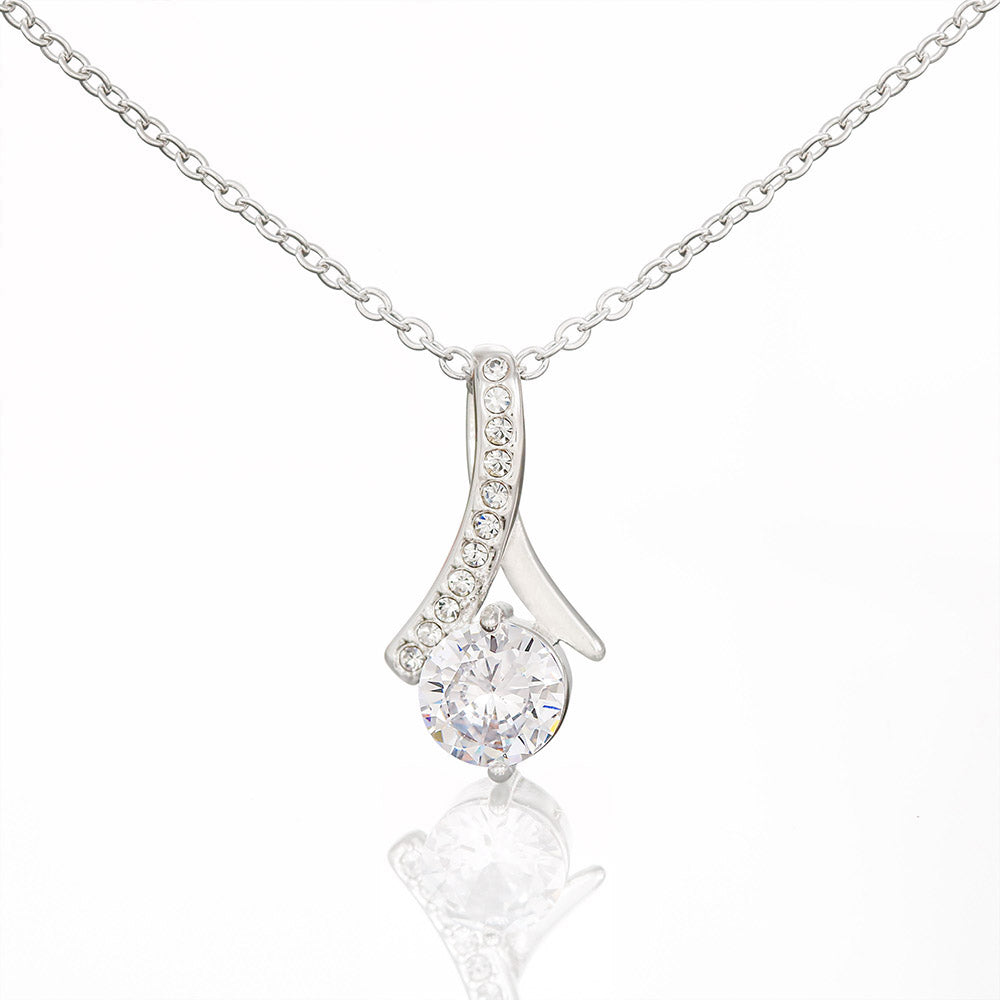 Alluring Beauty Soulmate Necklace - Cubic Zirconia Ribbon Pendant Gift