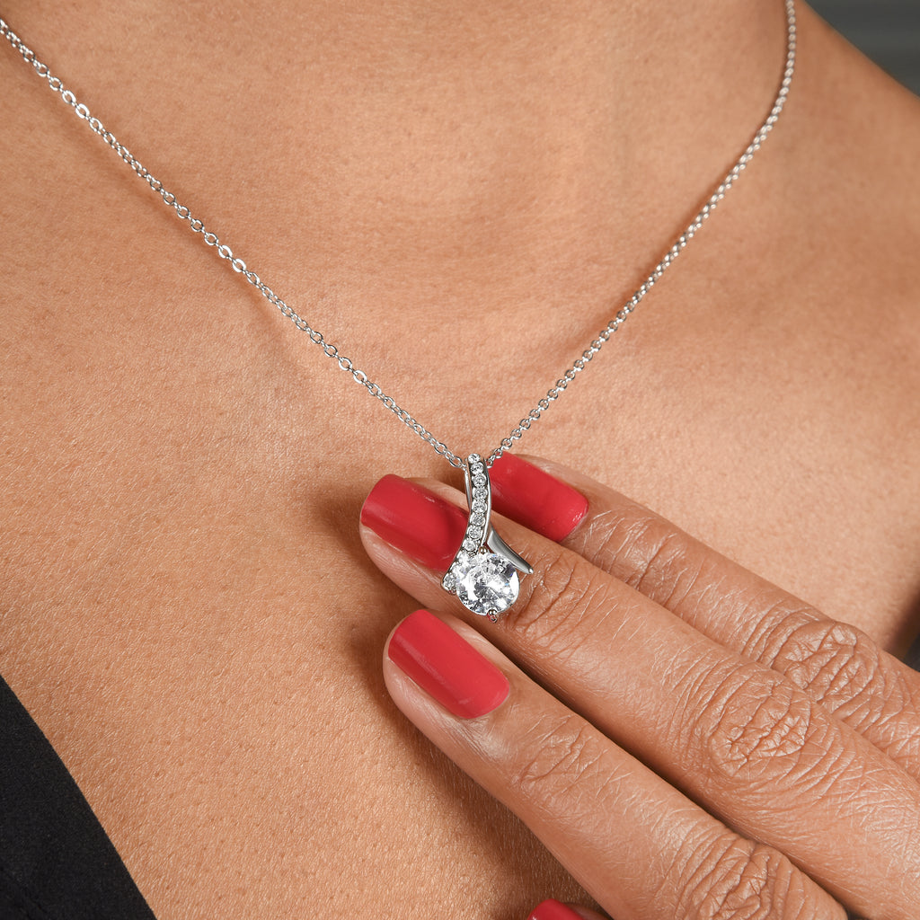Alluring Beauty Soulmate Necklace - Cubic Zirconia Ribbon Pendant Gift