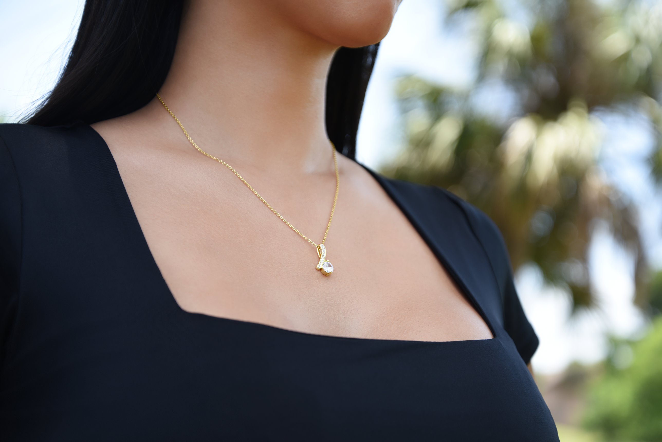 Alluring Beauty Necklace & Heart Rose Box – Elegant CZ Necklace Gift Set
