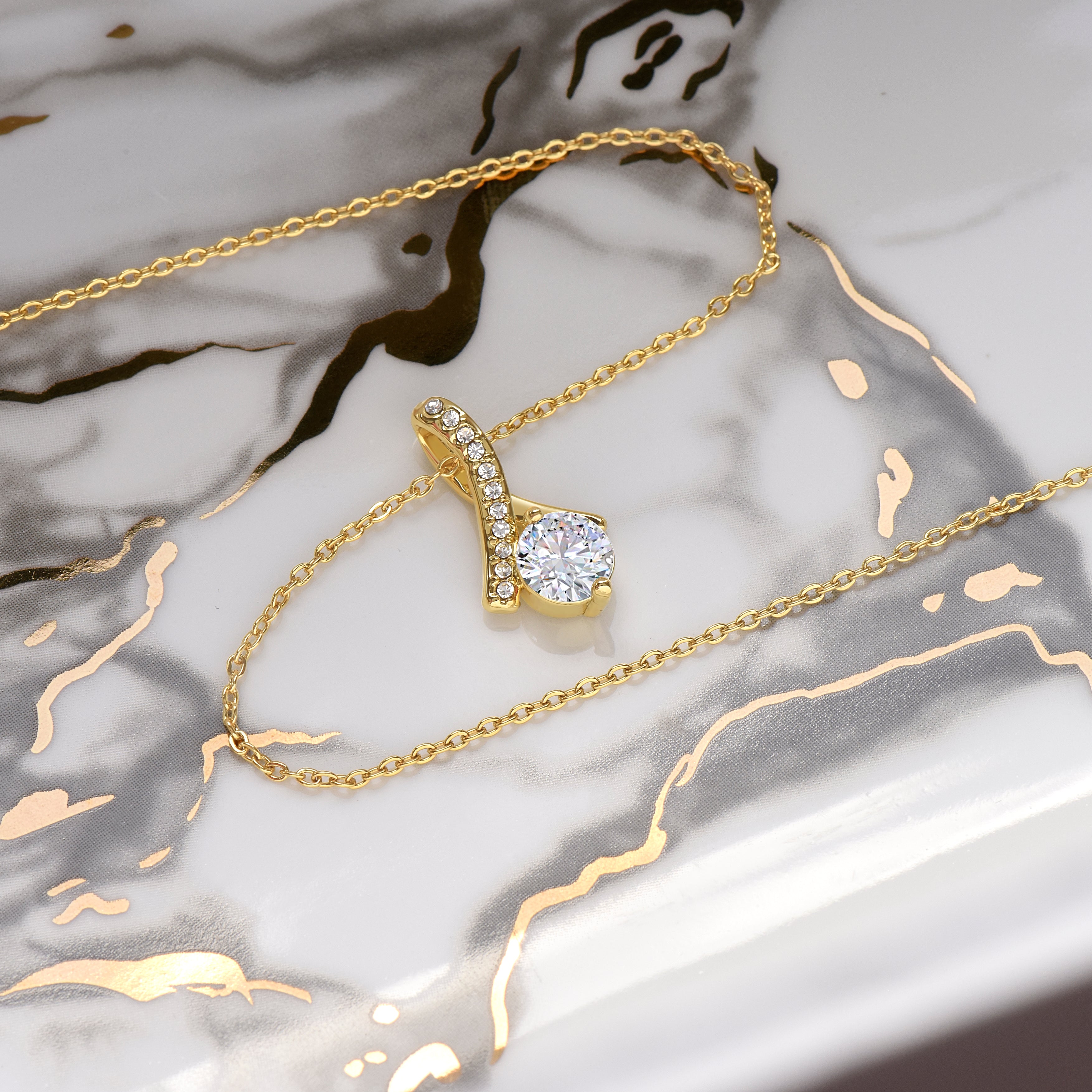 Alluring Beauty Necklace & Heart Rose Box – Elegant CZ Necklace Gift Set
