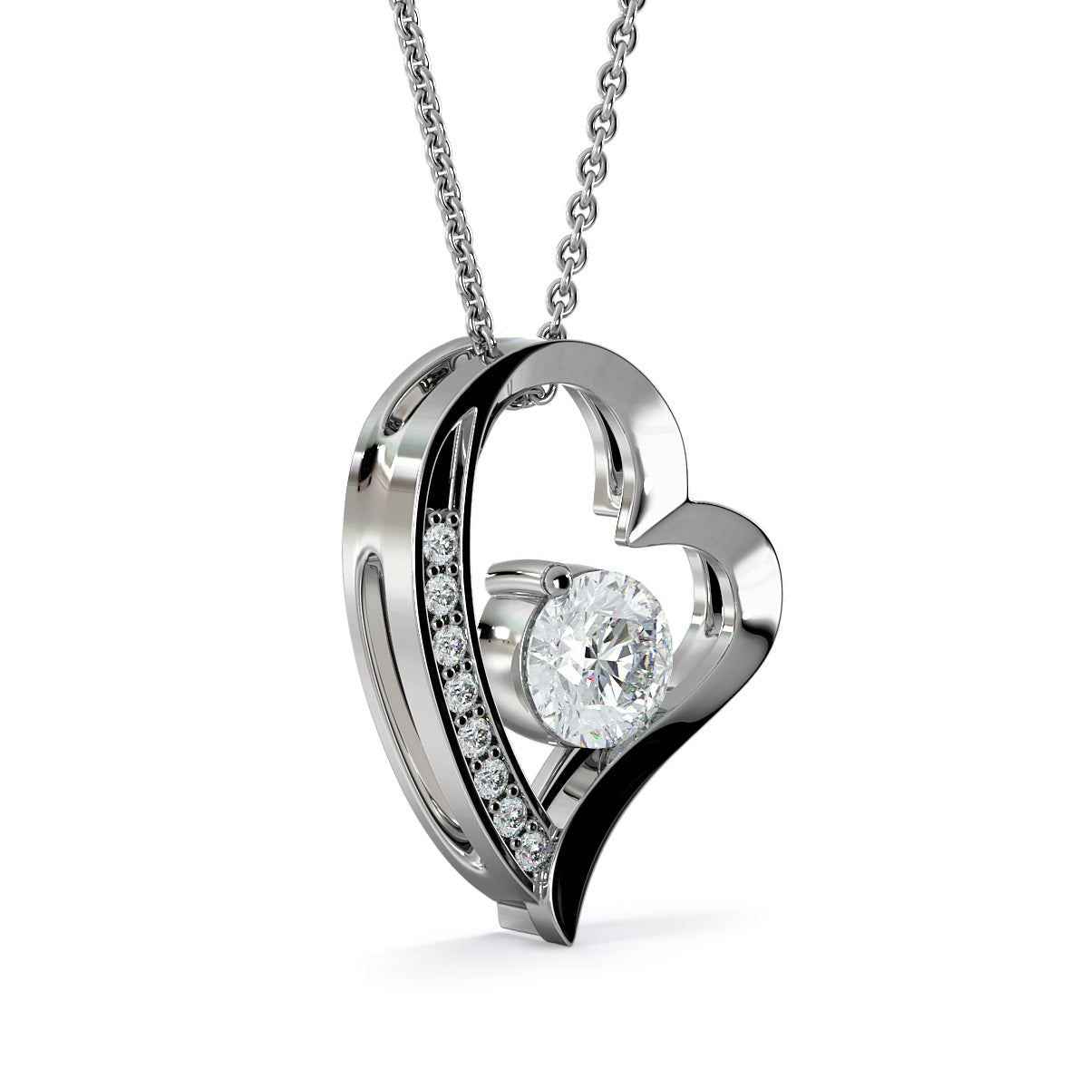 Forever Love Heart Necklace – CZ Crystal Pendant, Gift for Her