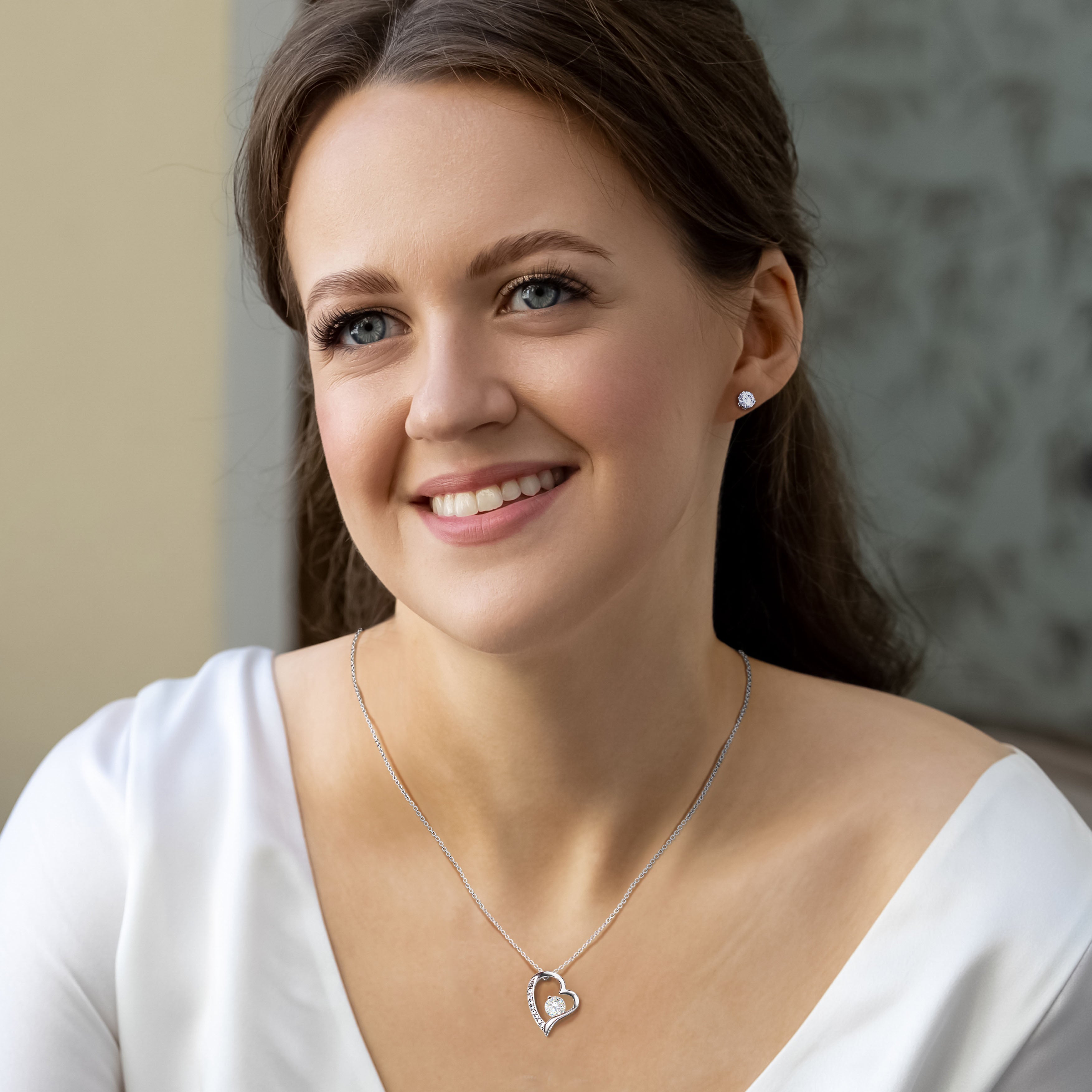 Forever Love Necklace & Heart Rose Box – Elegant CZ Necklace Gift Set