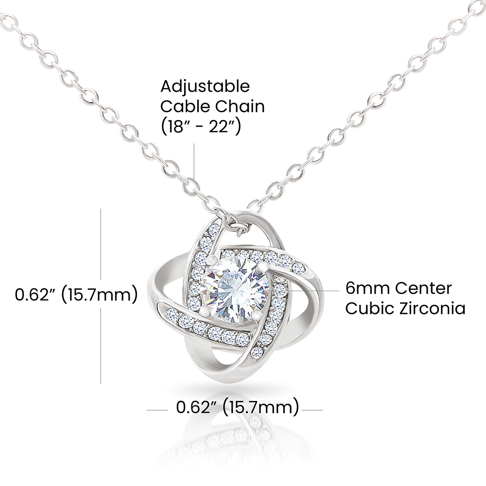 Rose & Love Knot Necklace Gift Set – Elegant CZ Necklace with Greeting Card