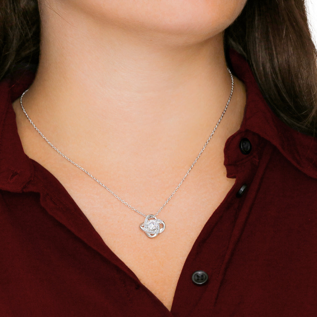 Rose & Love Knot Necklace Gift Set – Elegant CZ Necklace with Greeting Card