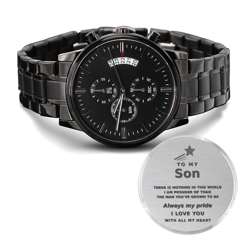 Engraved Chronograph Watch for Son – Personalized Copper Dial Keepsake