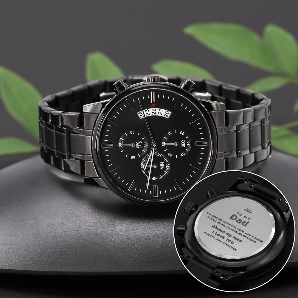 Personalized Chronograph Watch – Custom Engraved Gift for Dad